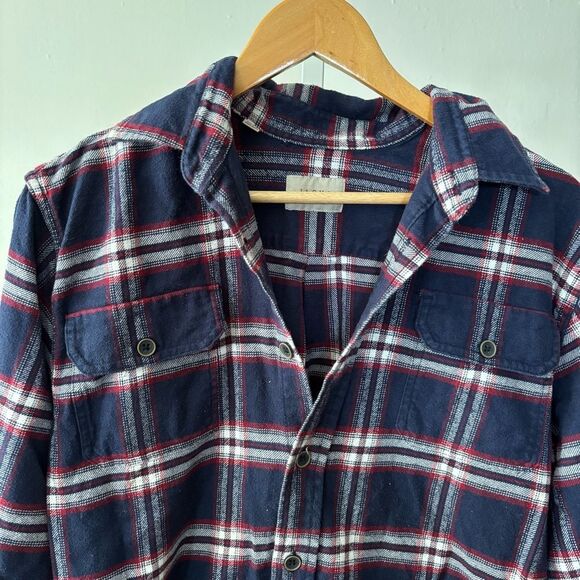 JACHS heavyweight flannel Men's Navy Plaid Button Down Shirt medium - Picture 4 of 8